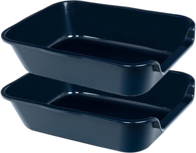 Blaucasa 2 Pack Extra Large Dog Litter Box Pan Tray (ABS Material), Low Entry Jumbo Senior Litter Boxes for Multiple Kitten Big Cats, Pet Safe Indoor Dog Potty (Dark Blue, 20" L x 15" W) - Image 1